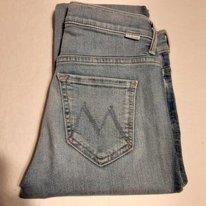 Mother Women's Stunner Zip Ankle Fray Light Kitty Racer Jeans Size 25